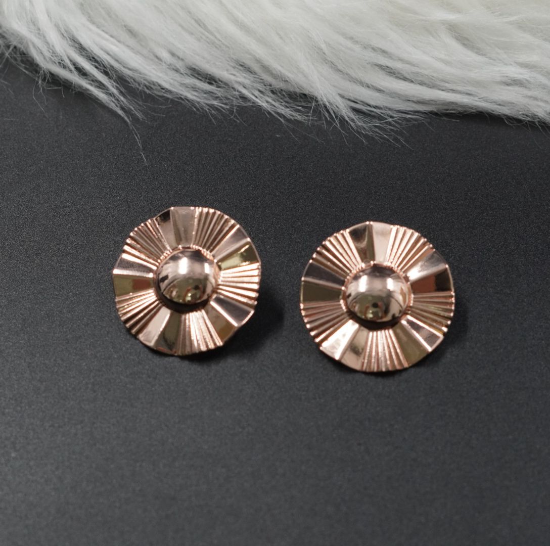 ARETE RODIO CIRCULAR TIPO FLOR ROSADO